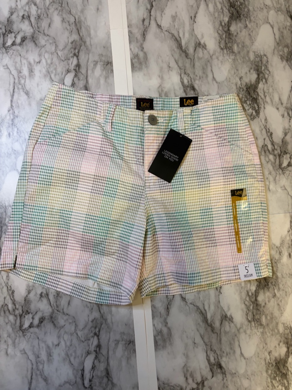 Lee Plaid Bermuda Shorts - Pink, Yellow, Blue, Green 98% cotton NEW WITH TAG NWT